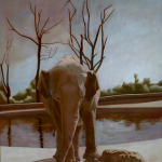 Eléphant, 146cmX114cm, huile sur toile, 1998